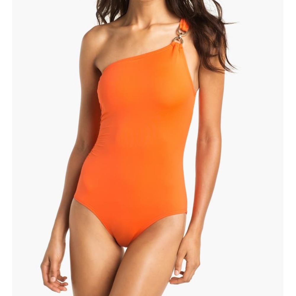 NWT summer beach luxury Michael Kors one shoulder navy bathing suit - Picture 8 of 14